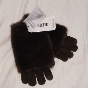 Steve Madden Brown Faux Fur Gloves